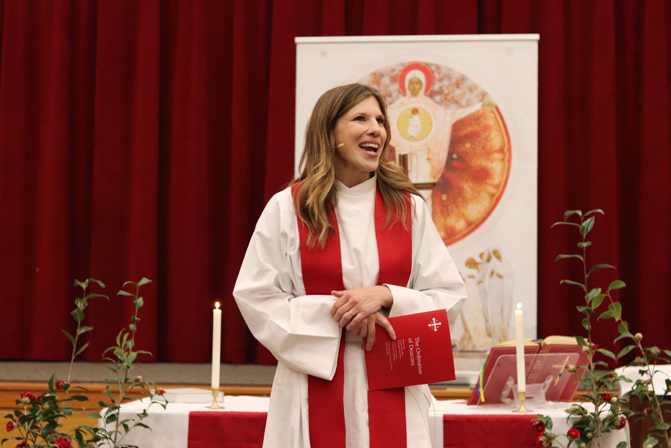 Tanner leads the liturgy on Sunday morning